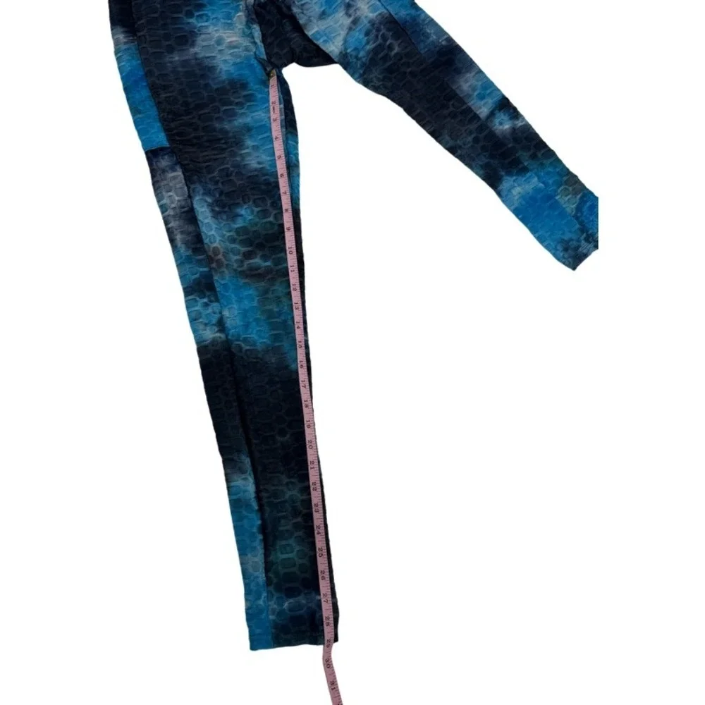 RICH & ROGUE NEW 1XL Tracksuit Lot Blue Black Tie Dye Honeycomb Textured Active